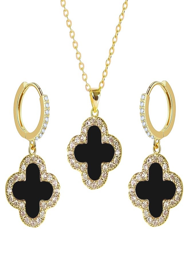 LaBling Jewelry Set with Hoop Earrings for Women | Jewelry Set for Women | Lovely Gift - Black - Image 1